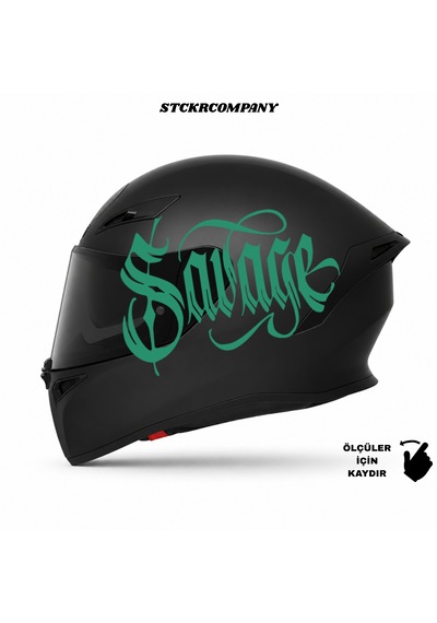 Savage Kask Sticker Motor Kaskı İçin Premium Yazı Sticker Yeşil