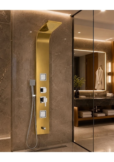 Elegant Gold Hidromasaj Duş Paneli Acar 01.05.120 Açık Gri