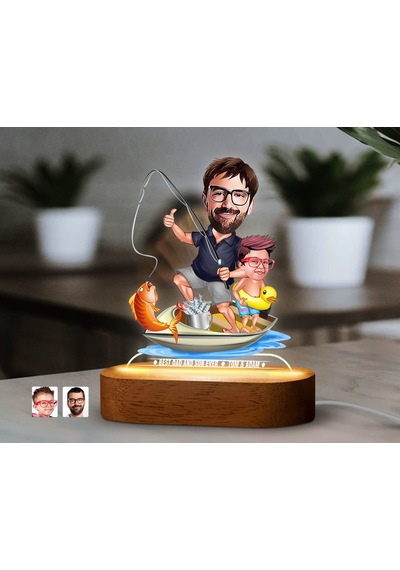 Bk Gift Kişiye Özel Baba-oğul Karikatürlü Dekoratif 3d Biblo Led Işıklı Gece Lambası-12, Babaya Hediye, Babalar Günü Hediyeleri Kobitmeyen138264 Bk Gi