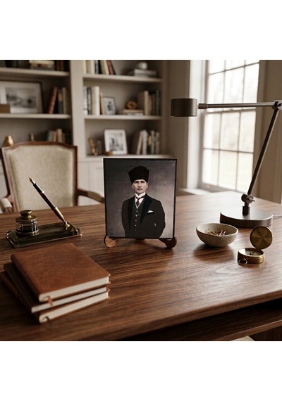 Atatürk Masaüstü Ahşap Tablo - Kabartmalı Baskı Şık Hediyelik 10x12 Cm No 1 3 Parça