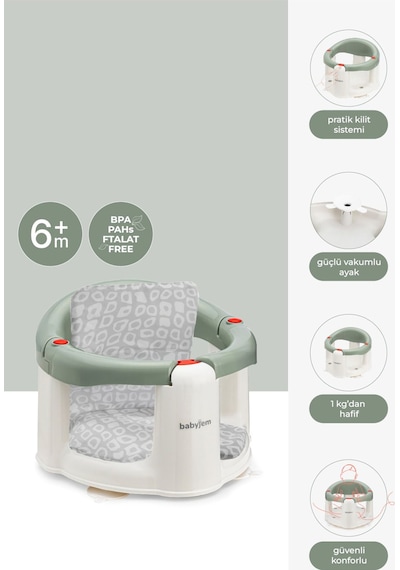 Babyjem Önden Açılır Mama Sandalye Oturağı Ve Minderi - 2 ' li Set Soft Yeşil