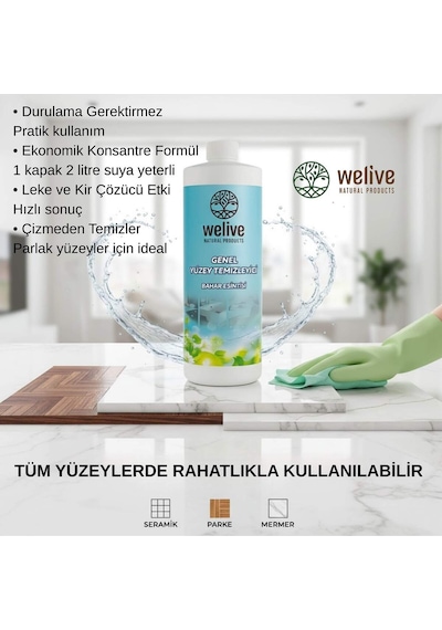 Bahar Genel Yüzey Temizleyici 1000 Ml Cam, Parke, Fayans İçin Çok Amaçlı Temizlik Diğer