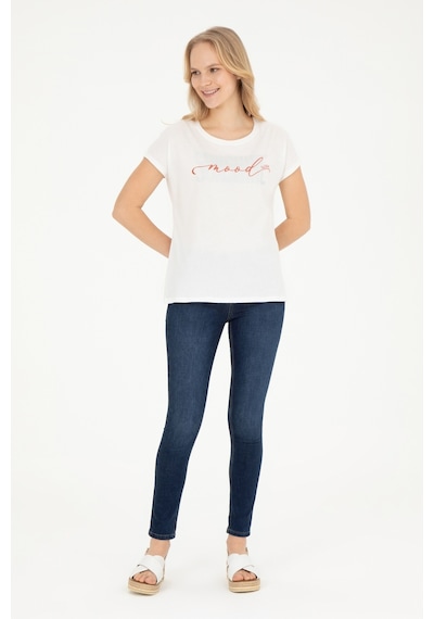 U.S. Polo Assn. Kadın Ekru Bisiklet Yaka Tişört 50282894-VR019