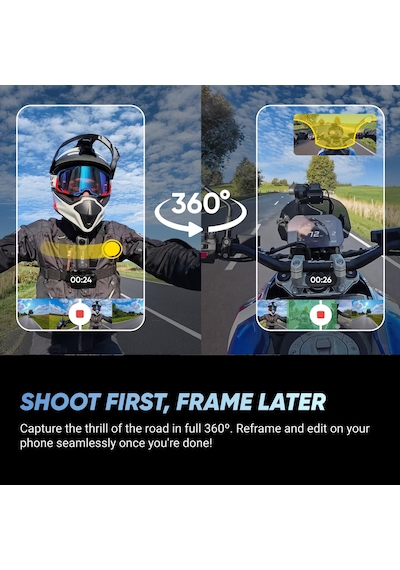 Insta360 X4 Motorrad Edition Aksiyon Kamerası, 360 8k Su Geçirmez Aksiyon Kamerası, 4k Geniş Açılı Video, Görünmez Selfie Çubuğu Efekti, Çıkarılabilir Lens Kapakları, 135 Dakika Pil Ömrü