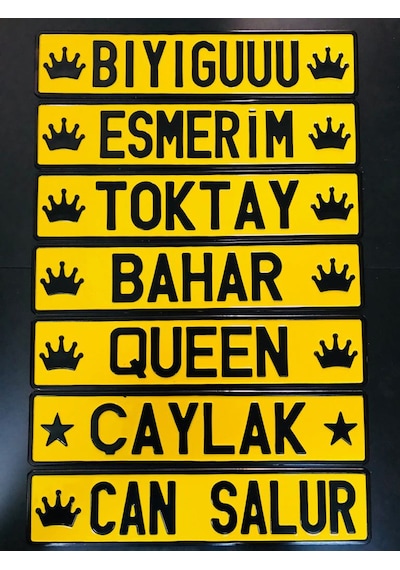 Sarı Dekor Plaka, Süs Plaka, Cam Önü Plaka
