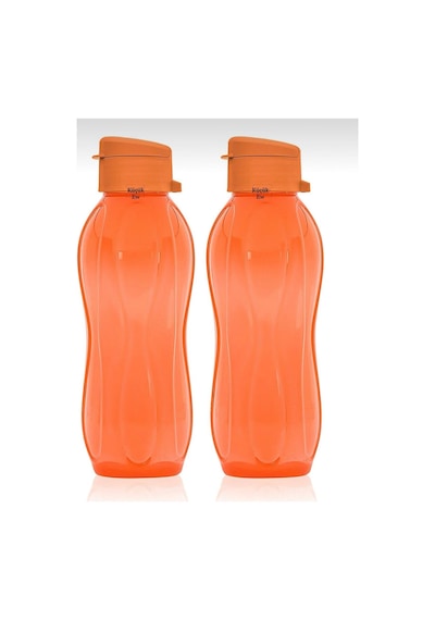 2'li Set Eko Şişe Suluk - Pratik Kapak Matara 2x 750 Ml Turuncu Plastik Diğer