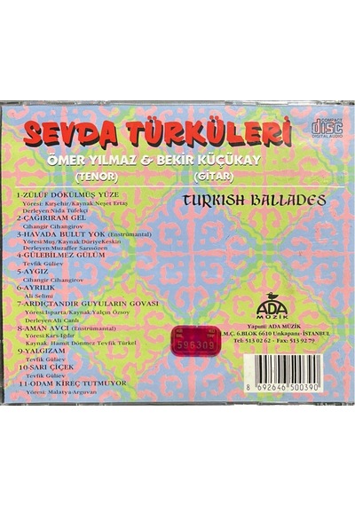 Plak Değildir Cd Dir Cd Ömer Yılmaz & Bekir Küçükay Sevda Türkü
