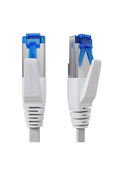 Lan Kablosu Düz, Kırılmaz Yapı 20m Cat7 Kablo, 10 Gbit/s, Özellikle Esnek Ve Kurulum Kablosu Olarak Uygun, Maksimum Fiber Optik Hız,, Beyaz