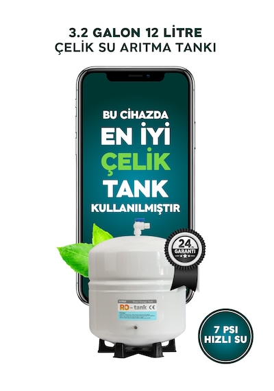 12 L Çelik Tank 15 Aşama Multi Mineral Su Arıtma Cihazı Hmaxb4512