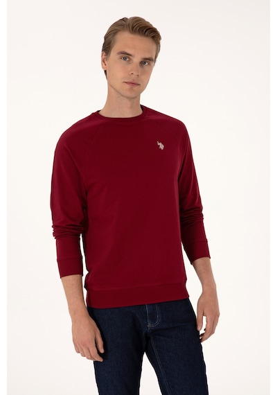 U.S. Polo Assn. Erkek Regular Fit Bisiklet Yaka Bordo İnce Basic Sweatshirt 50313752-VR014