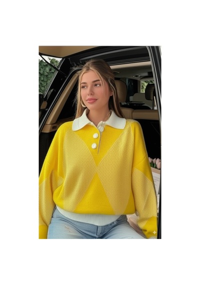 Flex Fashıon Kadın Polo Yaka Trend Oversize Popüler Triko Kazak Sarı Sarı - 744392241 Sarı - 744392241 Sarı Flex Fashıon Kadın Polo Yaka Trend Oversize Popüler Triko Kazak Sarı Sarı - 744392241 Sarı - 744392241 Sarı
