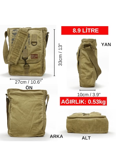 Old Cotton Cargo 8184 Camel Krem Salaş Kanvas Postacı Çantası Camel