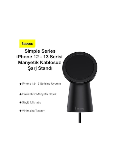 Baseus Simple Apple iPhone Uyumlu 15-14 -13-12 Serisi Manyetik Kablosuz Şarj Standı- 5775