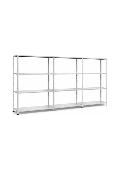 Galvaniz 4 Katlı 3lü Birleşik Arşiv Raf Sistemi - Çelik Raf - Metal Raf Metalik
