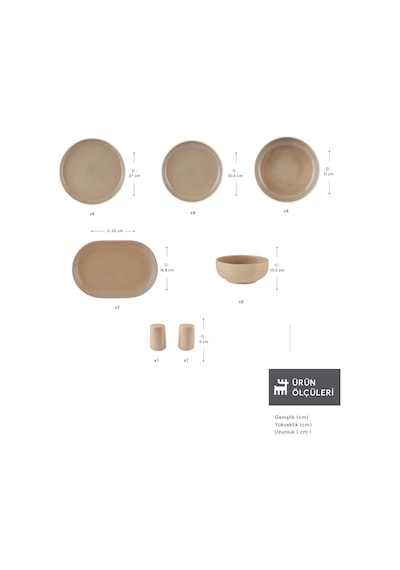 Karaca Earth Collection Terra 36 Parça 8 Kişilik Yemek Takımı Bej Bej