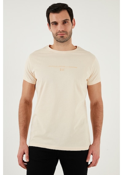 Buratti Pamuklu Slim Fit Bisiklet Yaka Erkek T Shirt 541Tactical Bej