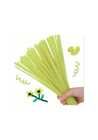 Şönil Tel Seti, El İşi, Dıy, Hobi Ve Çiçek Yapım Telleri, Neon Sarı, 100 Adet, 6 Mm - 30 Cm