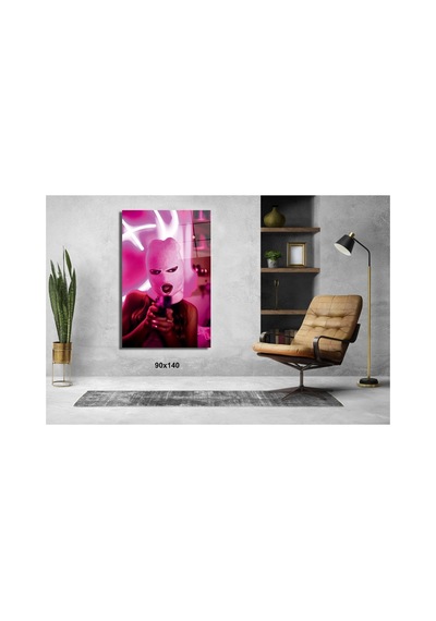 Maskeli Kadın Kadın Cam Tablo Pct0604 Portre Temalı Dekoratif Duvar Tablosu, Salon Ve Yatak Odası Dekoru,