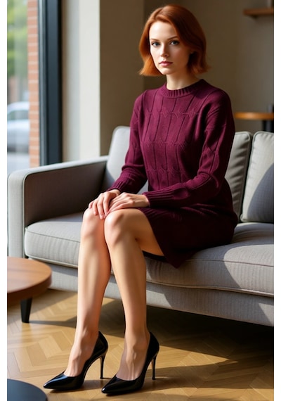 Ersefa Moda Oversize Casual Günlük Çift Plaka Triko Bisiklet Yaka Uzun K Bordo