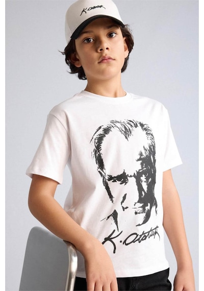 Defacto Atatürk Baskılı Beyaz Erkek Çocuk T-shirt B6938a8/wt34