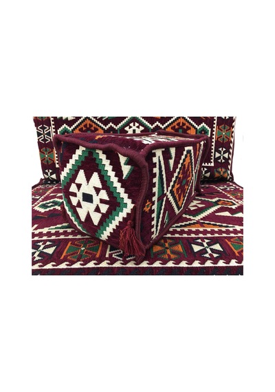 Turkıshrug Kıngdom 5 Parça Bordo Şark Köşesi Takımı - 28 Dansite Çökme Yapmayan 10 Cm Blok Süngerli Set