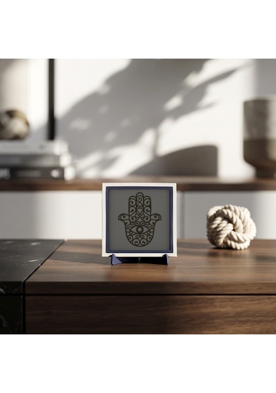 Modern Hamsa Tasarımlı Masaüstü Objesi, Sevdiklerinize Anlamlı Armağan 10x10 Cm