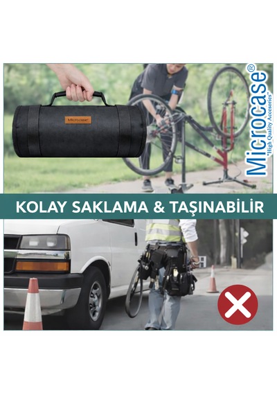 Microcase Motosiklet Bisiklet Elektrikli Araçlar Ve Genel Kullanım İçin Katlanabilir Portatif Alet Çantası Al5514 Siyah