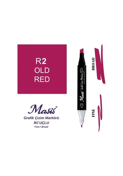 Çift Uçlu Marker Grafik Çizim Kalemi 2 Bordo