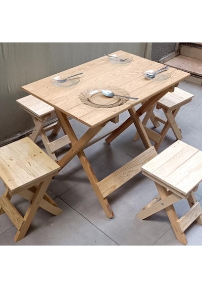 Bengi Ticaret Piknik Seti Katlanabilir Ham 90391çam Ağac Az Yer İşgal Eder Çok İş  El Yapım Ahşap