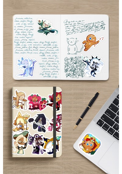 Cookie Run Kingdom Kuki Oyun Telefon Laptop Bullet Journal Yapışkanlı Folyo Sticker Paketi 21 Adet Çok Renkli