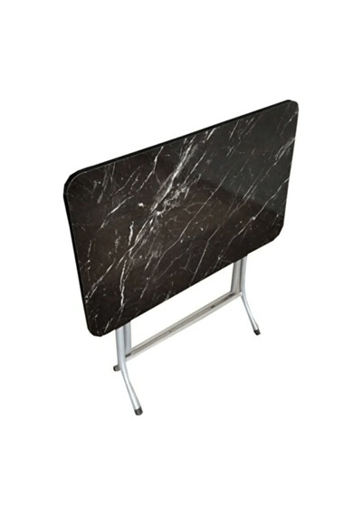 Sadeceonda Siyah Mermer Desenli Katlanır Balkon Masası- 70x109 Cm Sadeceonda Siyah Mermer Desenli Katlanır Balkon Masası- 70x109 Cm