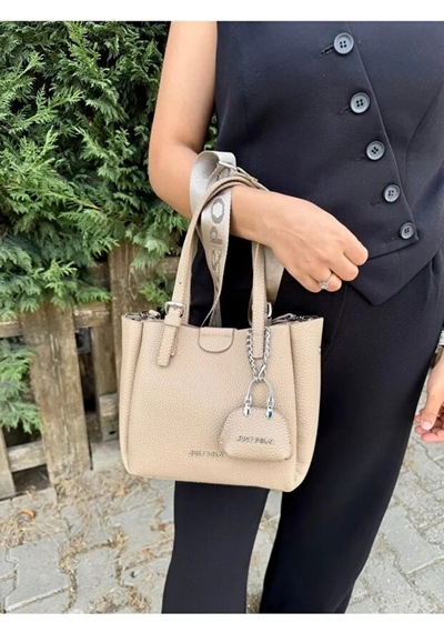 Just Polo Kadın Yeni Sezon Yumuşak Derili 4 Bölmeli Lüks El Ve Omuz Çantası Shopper Ebat: 28 X 20 Cm Vizon 04633048
