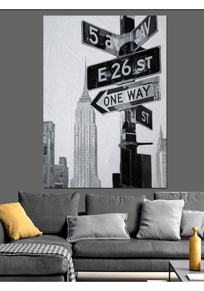Ahşap Tablo Siyah Beyaz New York