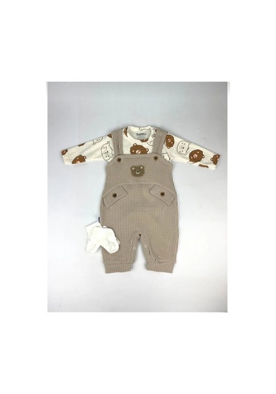 Uğur Bebe Ayı Desenli Erkek Bebek Tulum 3 Lü Tulum Seti Zıbın Tulum Çorap 3-6-9 Ay Bebek Kıyafeti Bej Renk Bej Bej Uğur Bebe Ayı Desenli Erkek Bebek Tulum 3 Lü Tulum Seti Zıbın Tulum Çorap 3-6-9 Ay Bebek Kıyafeti Bej Renk Bej Bej