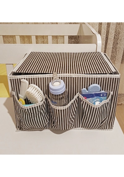 Bebek Beşik Başucu Düzenleyici Kapaklı 5 Bölmeli Organizer 0029