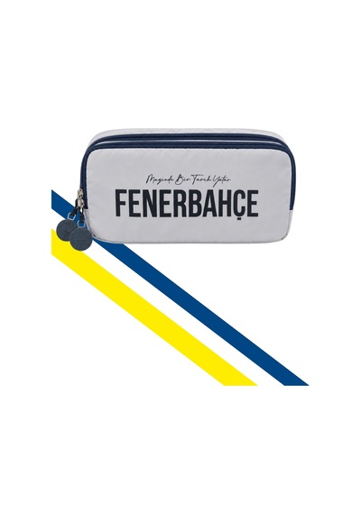 Fenerbahçe Pelüş Logolu Çanta Ve Çift Gözlü Kalemlik Hediyeli Beyaz - Lacivert