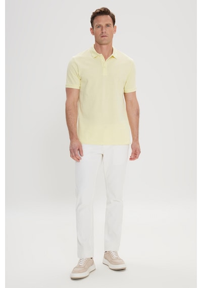 AC&Co / Altınyıldız Classics Erkek Slim Fit Dar Kesim Polo Yaka %100 Pamuk Kısa Kollu Tişört Sarı