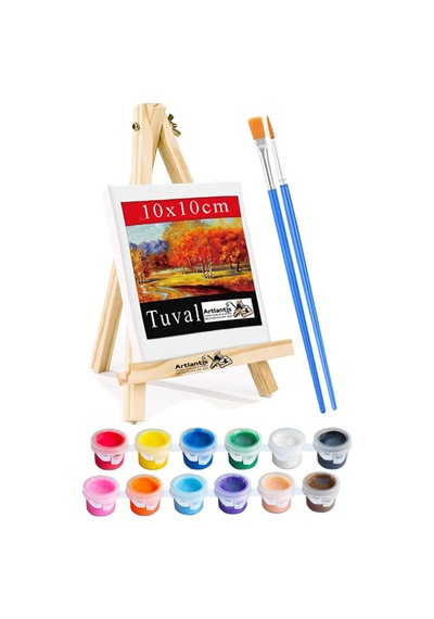 Mini Şövale 10x10 Cm Tuval 3 Ml Akrilik Boya 12 Renk Ve Fırça 1 Paket 10x10 Mini Tuval Masaüstü Küçük Şövale Boyama Seti Mini Şövale 10x10 Cm Tuval 3 Ml Akrilik Boya 12 Renk Ve Fırça 1 Paket 10x10 Mini Tuval Masaüstü Küçük Şövale Boyama Seti