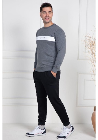 Mecit Pijama Mecit 2976 Gri İki İp Örme Spor Model Erkek Pijama Takımı Gri