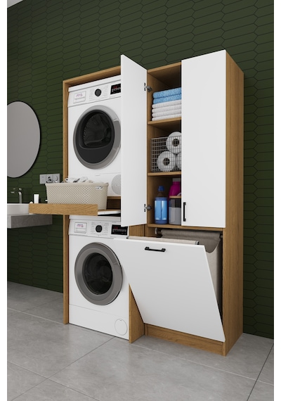 Çamaşır Makinesi Banyo Dolabı Takımı Sepetli %100 Mdf Çekmeceli Çok Amaçlı Kurutma Dolabı Bt01 Beyaz - Karına Çamaşır Makinesi Banyo Dolabı Takımı Sepetli %100 Mdf Çekmeceli Çok Amaçlı Kurutma Dolabı Bt01 Beyaz - Karına