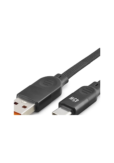 Usb Type-c Şarj Ve Data Kablosu 45w 1 M Örgülü Siyah Nd1102 Evimdeyokyok