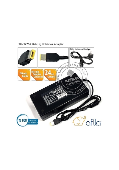 Teknikshop Lenovo Uyumlu Yoga 80X700B0Tx, 81Nx0005Tx Notebook Şarj Adaptörü 135W