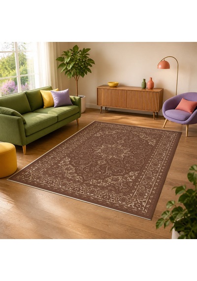 Kartela Halı Aven Halı Jüt Taban Dokuma Halı Kahverengi - 100 X 150 Cm