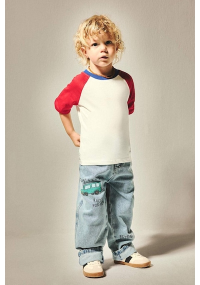 Defacto Baggy Fıt Esnek Baskılı Jean Pantolon Erkek Bebek I0138a526aunm39 Mavi-nm39