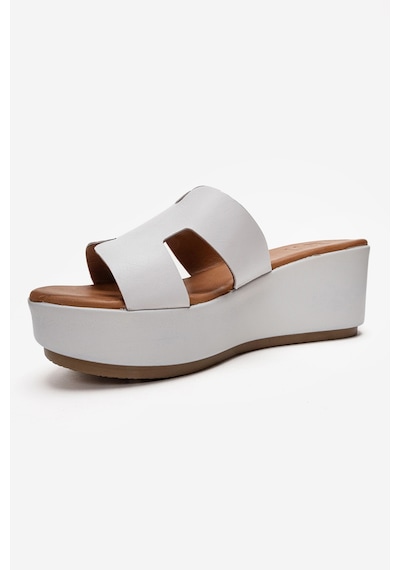 Luvishoes Luvi Shoes Lıa Beyaz Cilt Hakiki Deri Kadın Dolgu Topuklu Terlik Beyaz