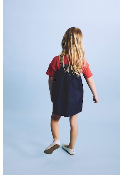Defacto Pamuklu Denim Elbise Kız Bebek H2701a526smnm34 Mavi-nm34