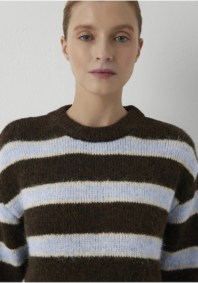 Uzun Kollu Kazak Chambray Blue Stripe Mavi