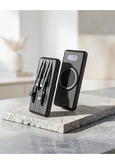 Powerbank 10000 Mah Led Ekranlı Dahili Kablolu Model Çok Renkli