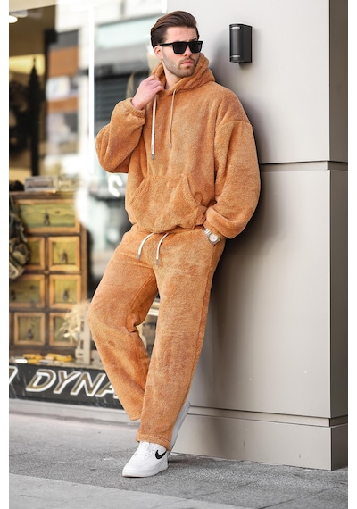 Madmext Taba Cep Detaylı Polar Erkek Eşofman Takımı E5961 Taba