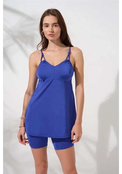 Pierre Cardin Lisa Şortlu V Yaka Tankini Sax 231500 Sax Mavisi